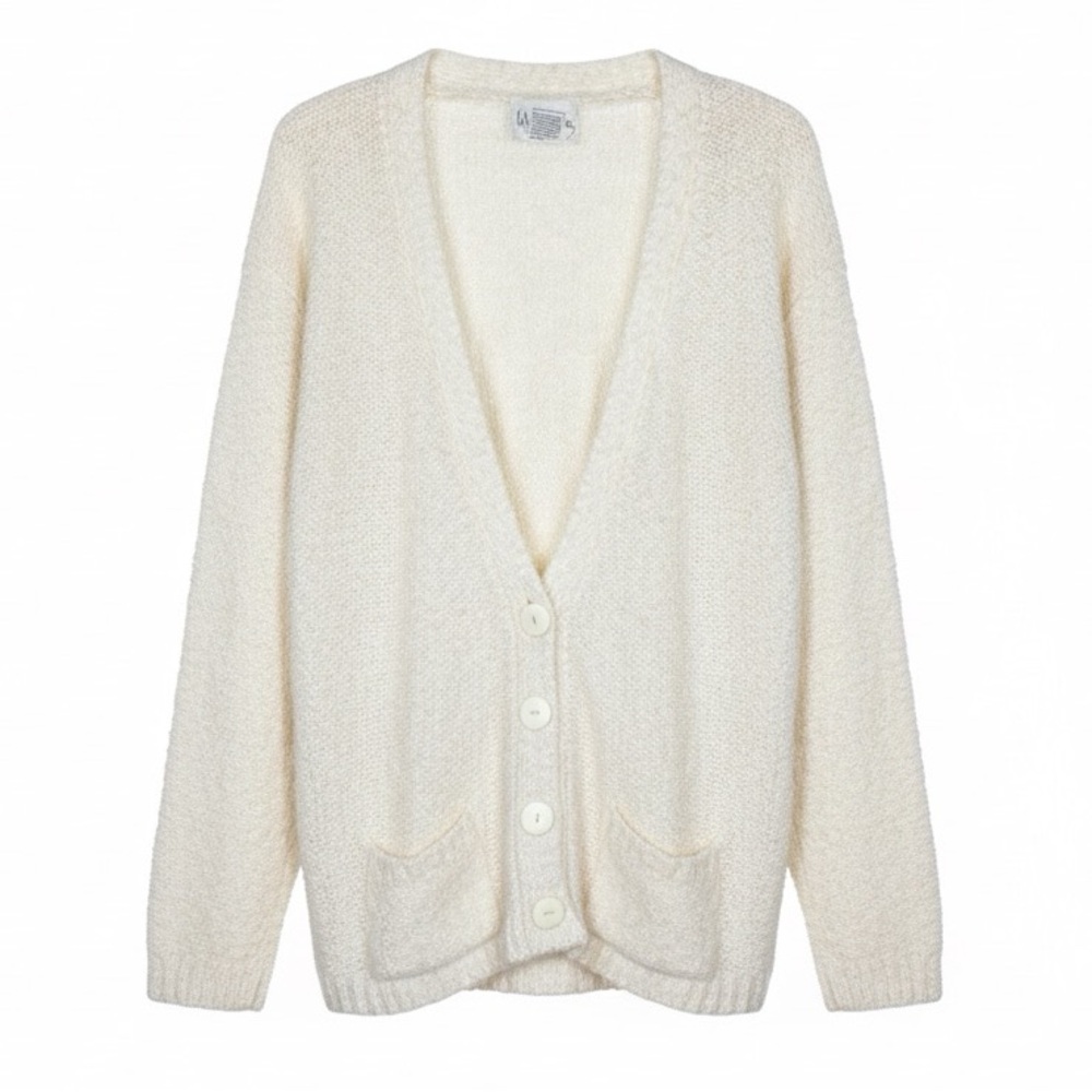 WYE OAKS Women’s Cozy White Button Up Knit Cardigan